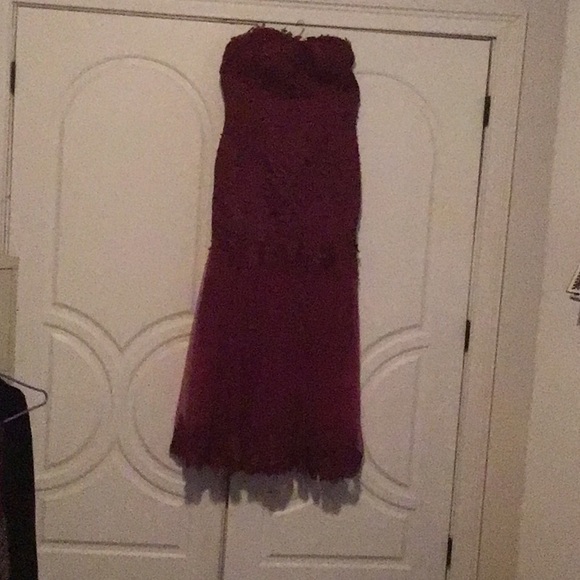 Beautiful Long Burgundy Formal Mermaid Dress - Picture 3 of 12